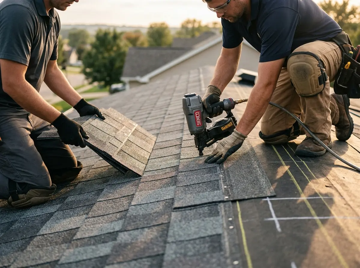 Professional roofer working on a residential roof in Wailua Homesteads